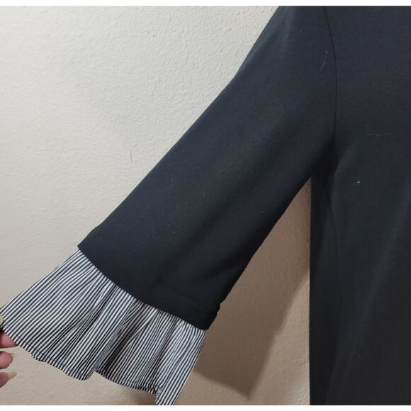 Pleione Black 3/4 Ruffled Sleeves A Line Mini Dress Small Lightweight Soft Flowy - Picture 6 of 6